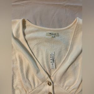 Madewell Deep V Button Crop Top